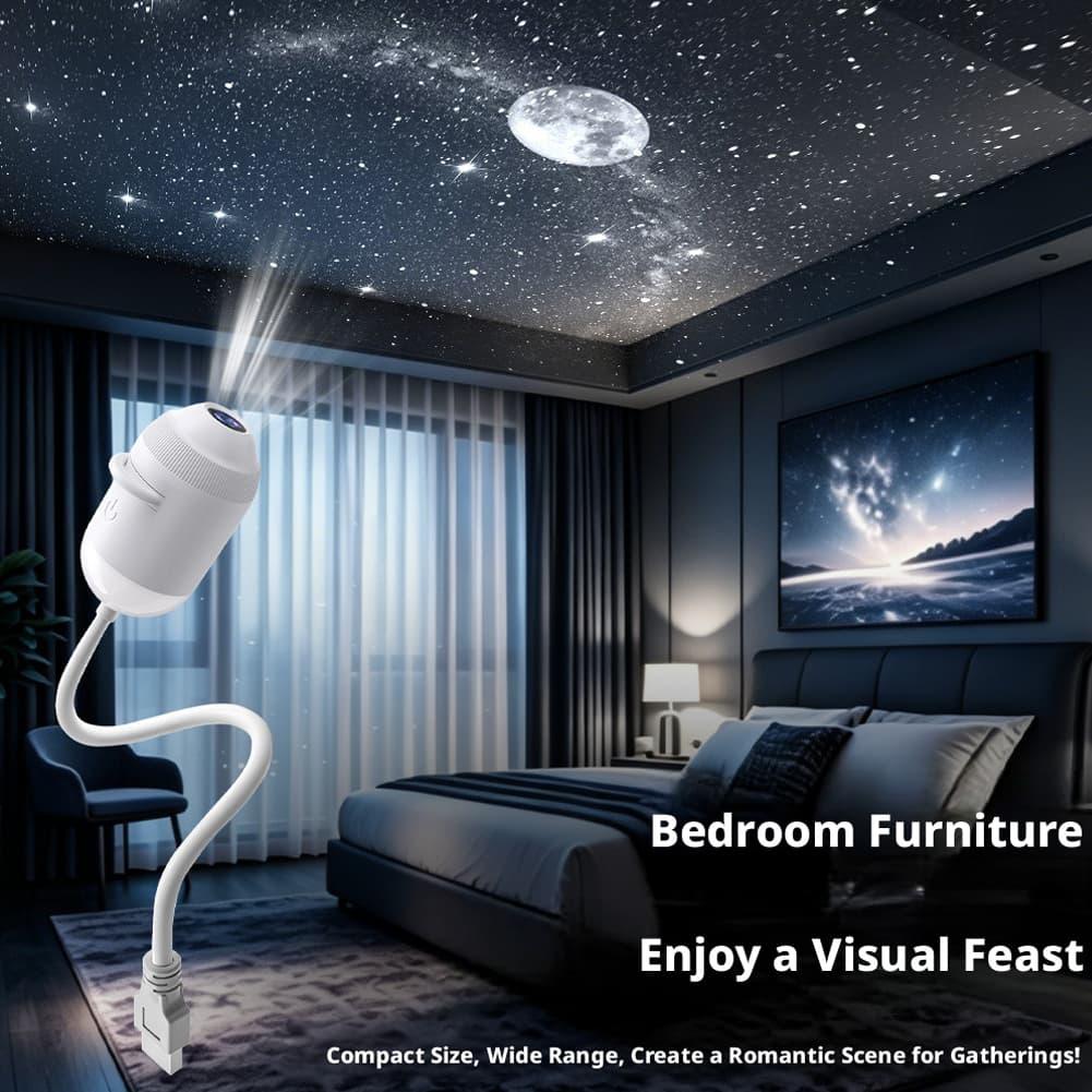 Star Projector Night - โปรเจคเตอร์แสงดาวกาแล็กซี่ 2-in-1 ความละเอียดสูง ไฟโปรเจคเตอร์ท้องฟ้าเต็มดาวแบบ USB สำหรับห้องนอน