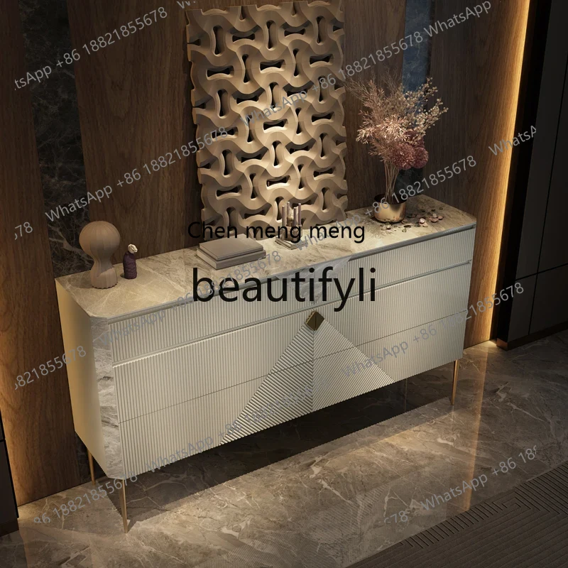 Lighting Decor And More - ตู้เก็บของหินอิตาลีรุ่น ss8350 สำหรับห้องนั่งเล่น ตกแต่งสไตล์หรูหราเบาๆ ทางเข้าห้องนอนใหญ่ พร้อมตู้ข้างเตียงเพิ่มเติม
