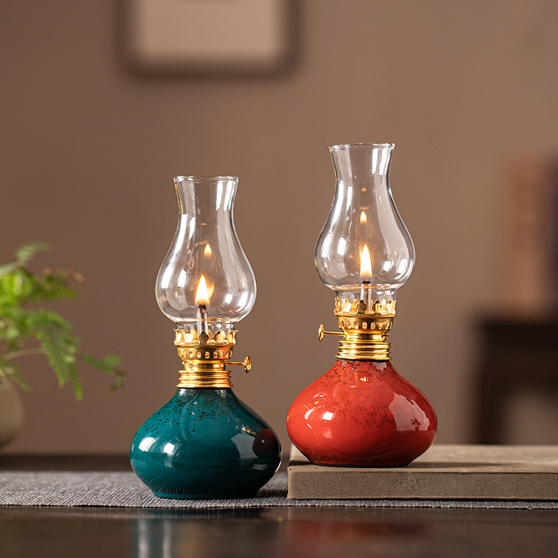 Vintage Lighting Decor - โคมไฟเซรามิคลายดอกบัวสไตล์วินเทจ - แสงไฟสร้างบรรยากาศห้องน้ำชา ตกแต่งพิธีชงชาแบบเซนสำหรับบ้าน