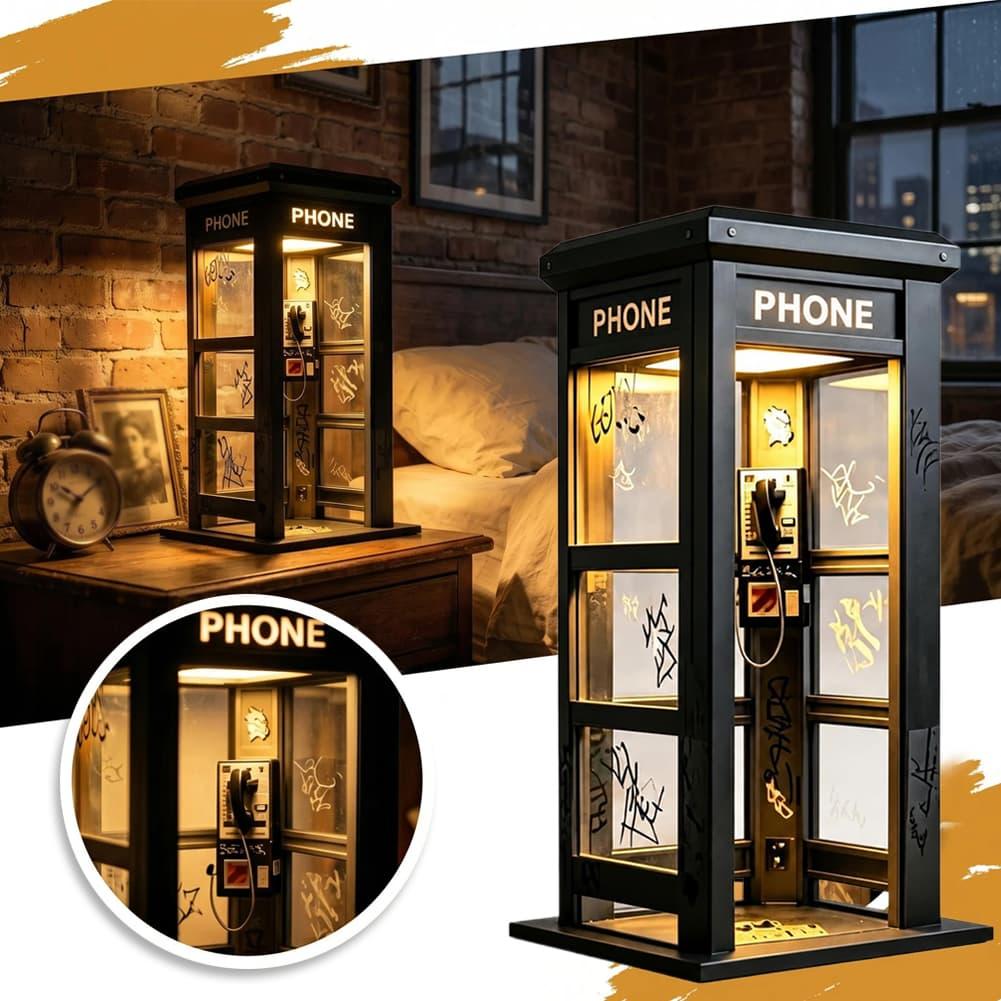 Lighting Decoration Ideas - โคมไฟตั้งโต๊ะรูปตู้โทรศัพท์กราฟฟิตี้สไตล์เรโทร ตู้โทรศัพท์ลอนดอนขนาดเล็ก ไฟ LED สำหรับตกแต่งห้องนอน ของขวัญ
