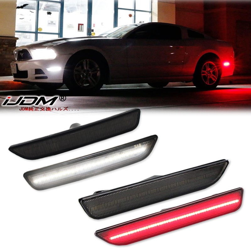 Orange Lighting Decor - 2pcs รถด้านหน้าด้านหลังกันชนด้านข้างสีขาวสําหรับ Ford Mustang ฐาน GT
