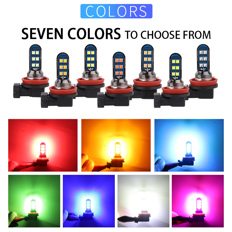 Orange Lighting Decor - 2 ชิ้น 7 สีสีเขียวสีส้ม H7 H11