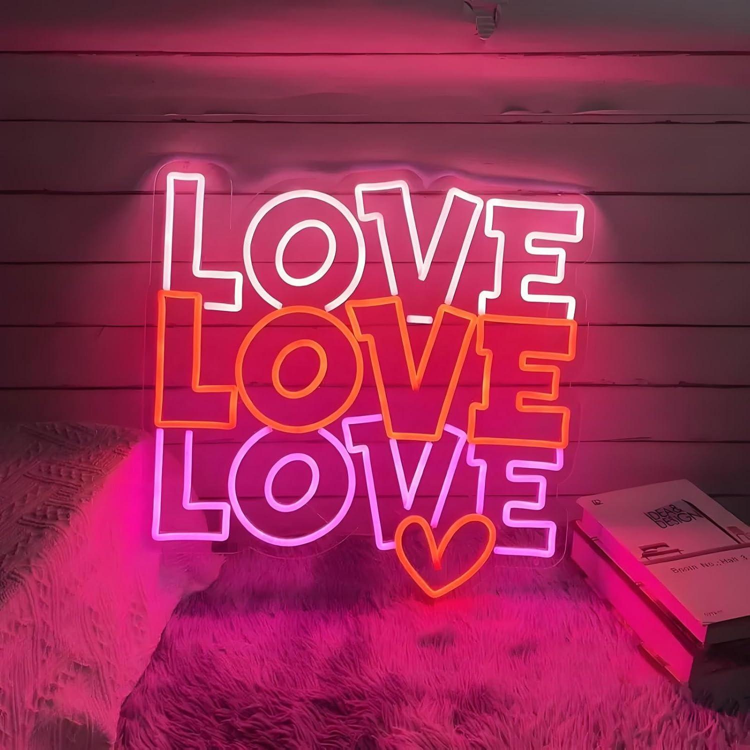 Lighting Decor Wedding - ป้ายไฟนีออนรูปหัวใจ ไฟ LED ปรับความสว่างได้ ใช้พอร์ต USB