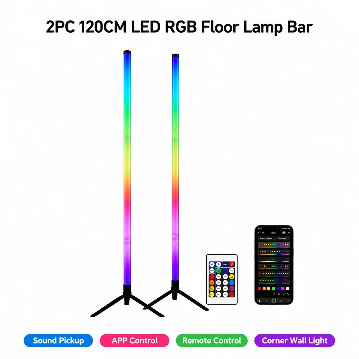 โคมไฟตั้งพื้นแบบมุม RGB LED 2  - Decor Lighting Floor Lamps บทวิจารณ์และราคา