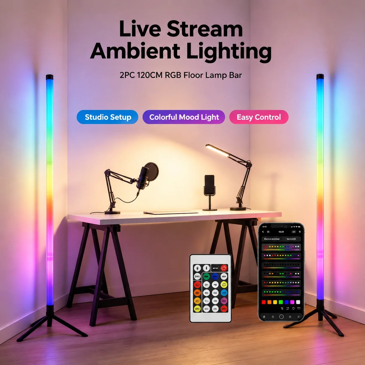 โคมไฟตั้งพื้นแบบมุม RGB LED 2  - Decor Lighting Floor Lamps บทวิจารณ์และราคา