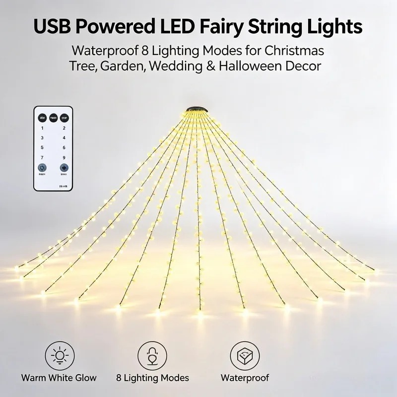 ไฟสาย LED USB กันน้ำ, 8 โหมดแส - Lighting Decor Wedding บทวิจารณ์และราคา