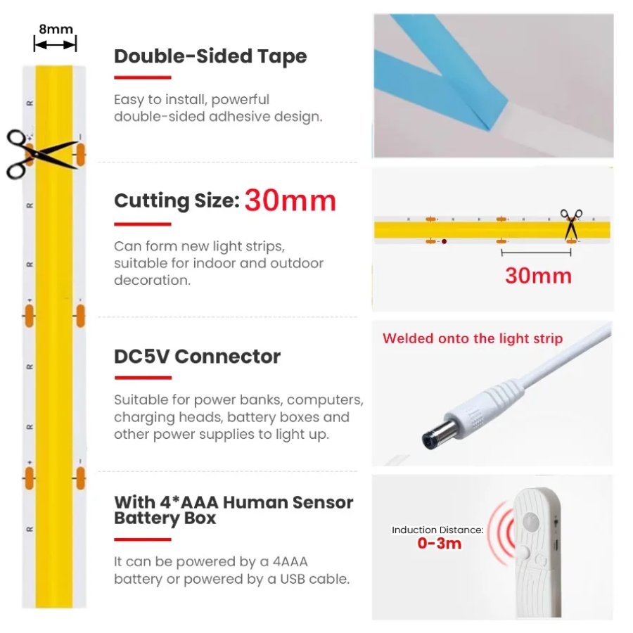 ไฟแถบ LED COB ปรับได้สองโหมด 5 - Lighting Decor And More บทวิจารณ์และราคา