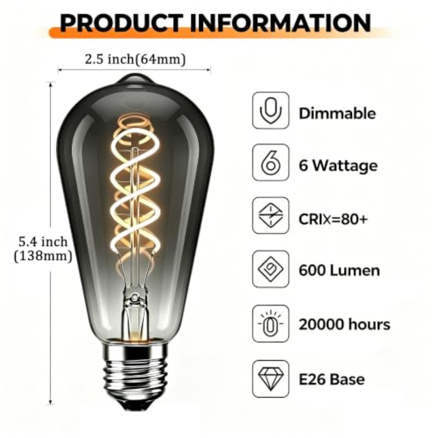4 แพ็ค ST64 หลอดไฟ LED เอดิสัน - Vintage Lighting Decor บทวิจารณ์และราคา